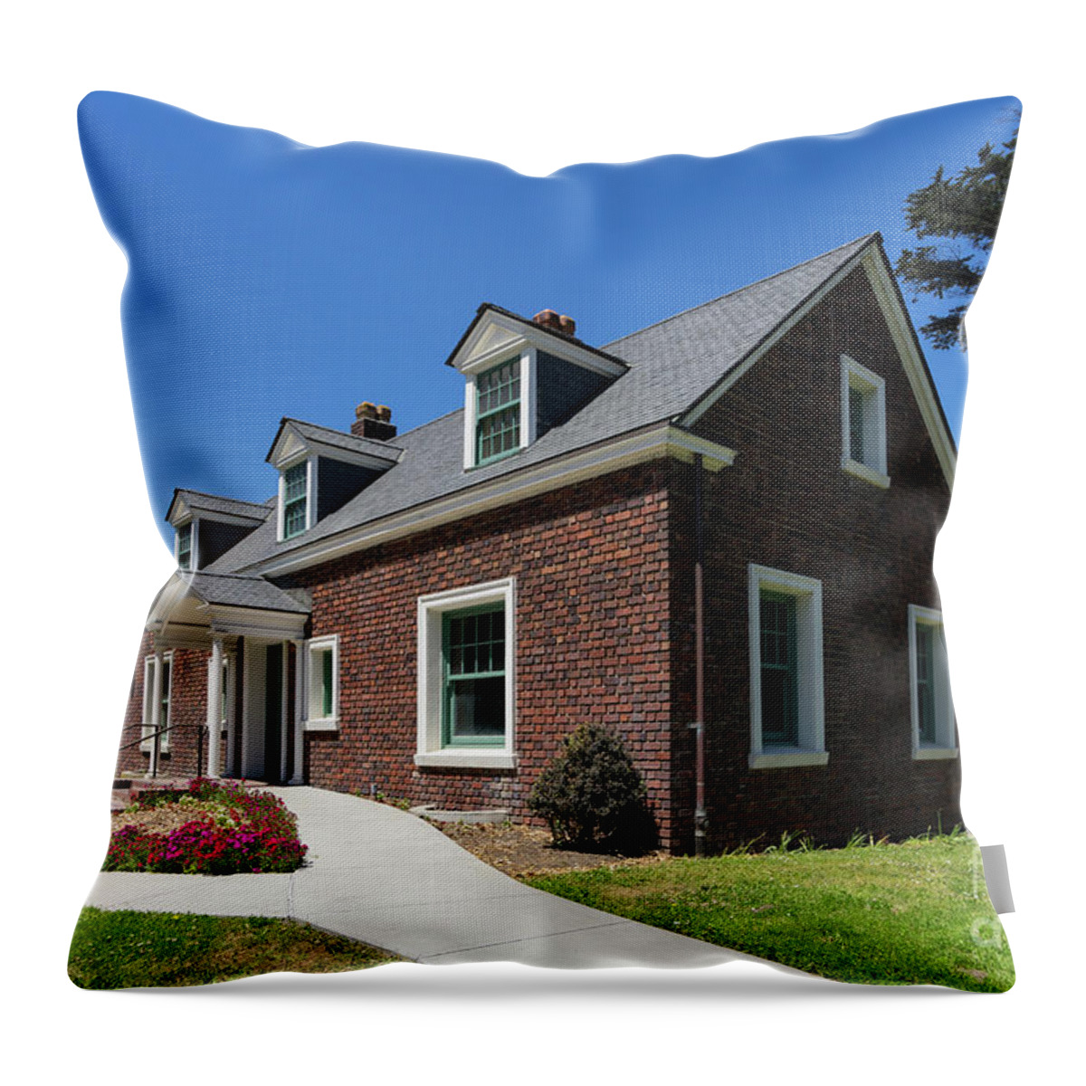 Wingsdomain Throw Pillow featuring the photograph Millwright's Cottage At The Murphy Windmill San Francisco Golden Gate Park San Francisco Ca DSC6346 by San Francisco