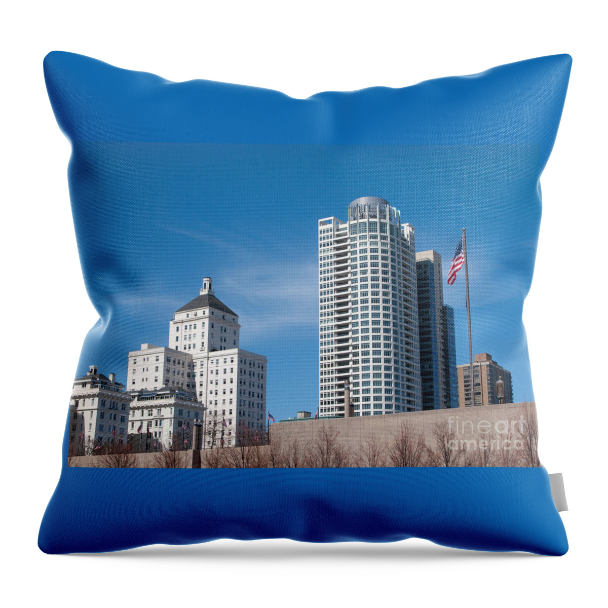 Milwaukee Throw Pillow featuring the photograph Milwaukee Cityscape by Ann Horn