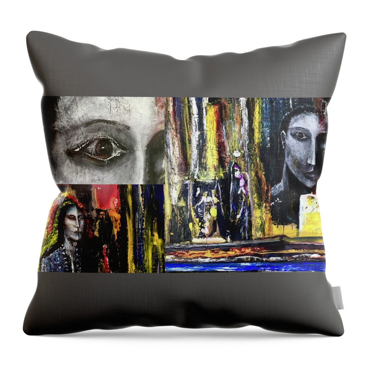 Native American Indian Throw Pillow featuring the painting Mind Chatter by Kicking Bear Productions
