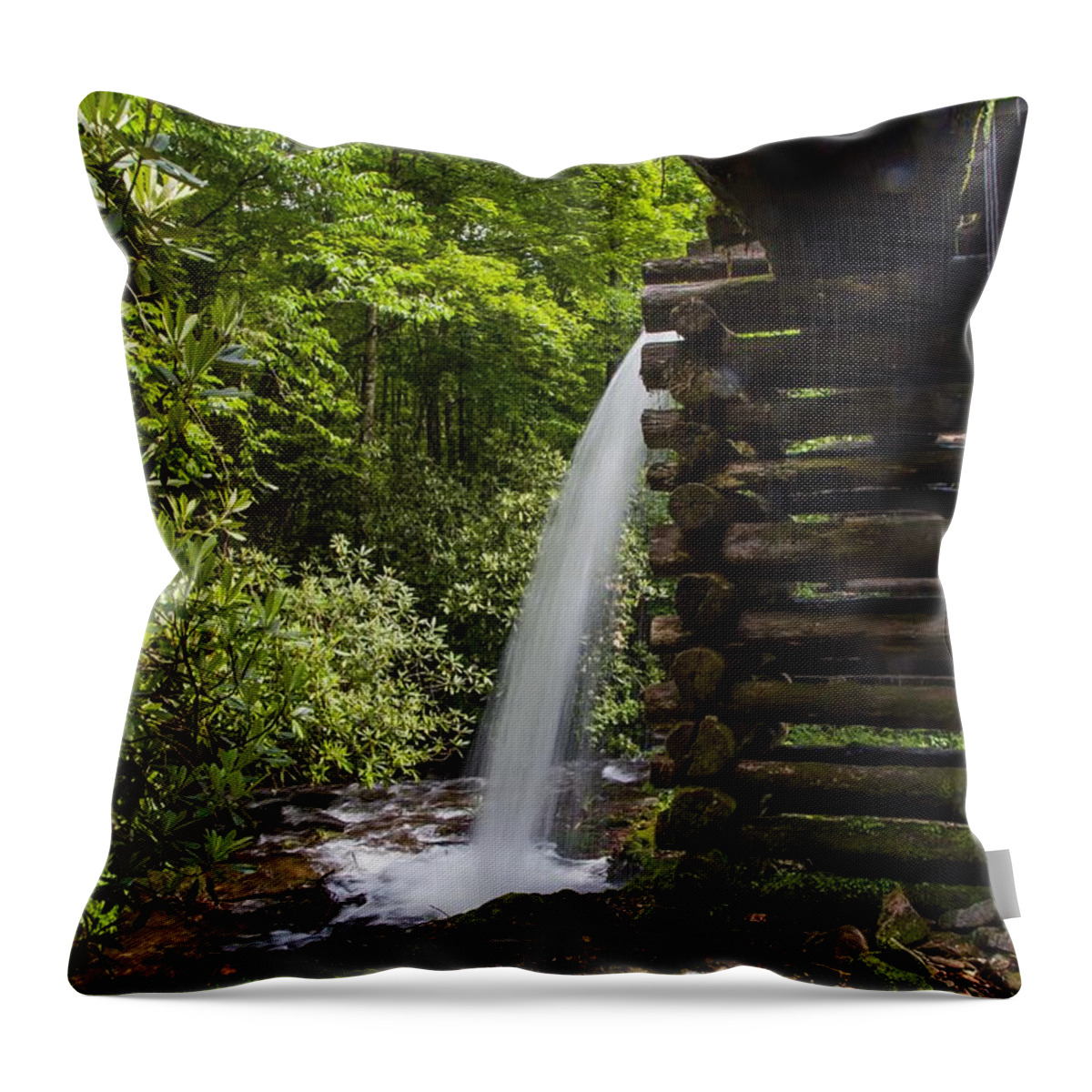 Waterfall Throw Pillow featuring the photograph Mingus Mill Overflow by Kevin Craft