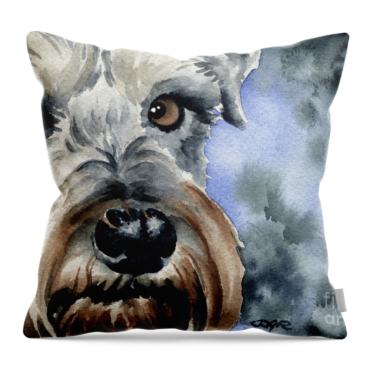 Mini Throw Pillow featuring the painting Miniature Schnauzer by David Rogers