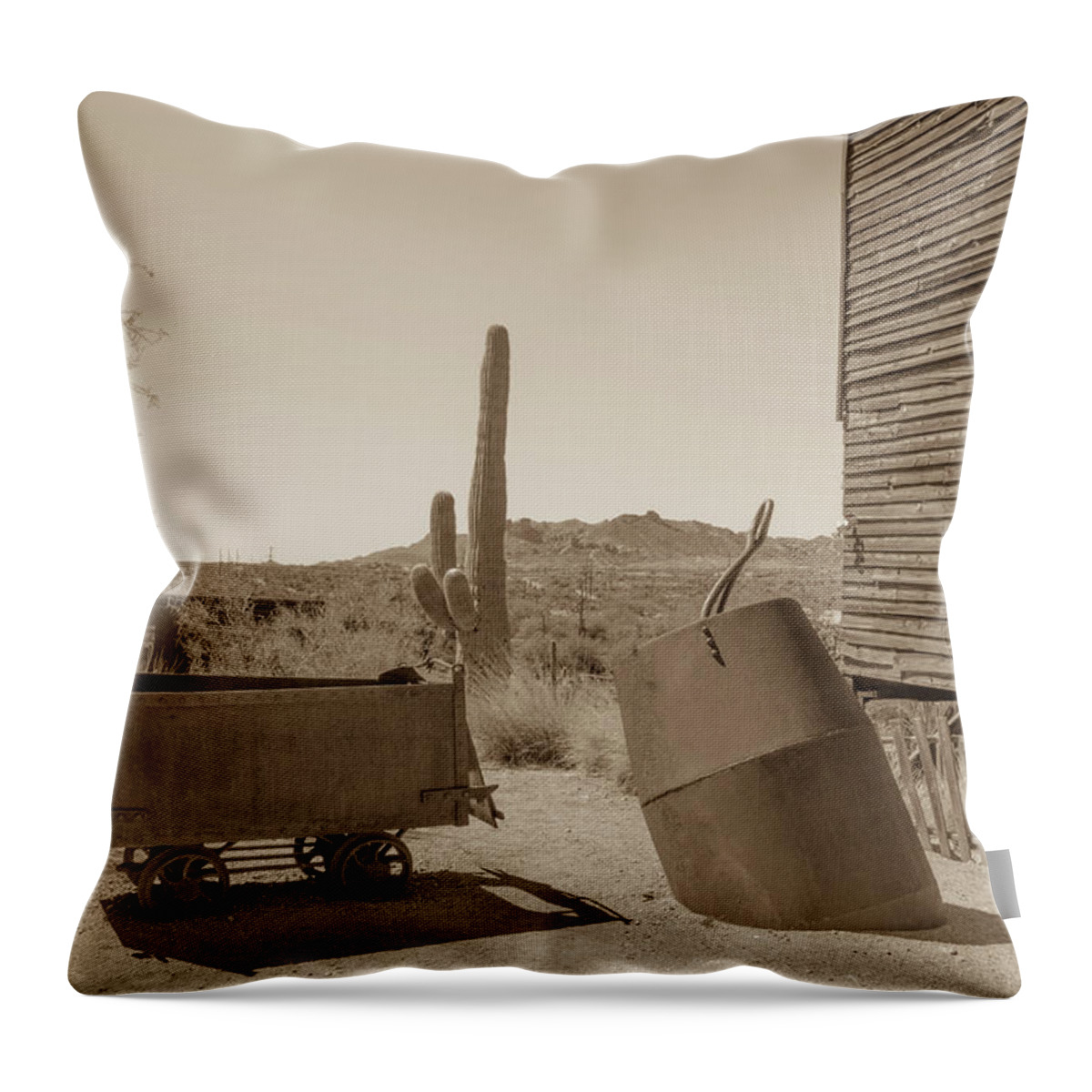 Mine Cart Throw Pillow featuring the photograph Mining tools by Darrell Foster