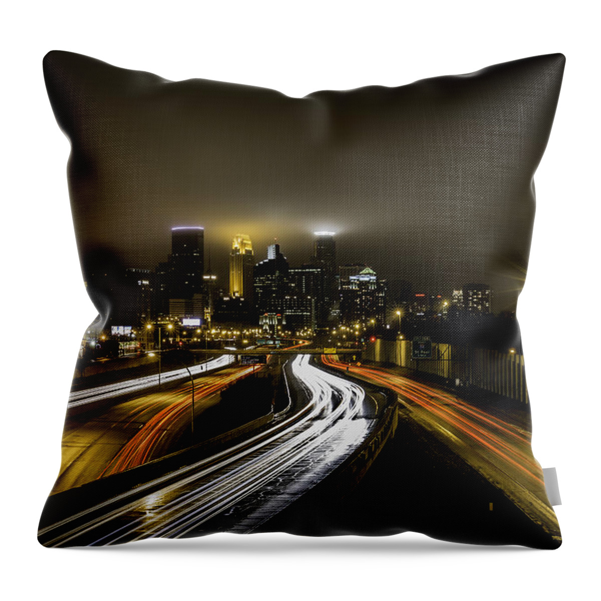 Minneapolis Throw Pillow featuring the photograph Minneapolis Skyline by The Flying Photographer