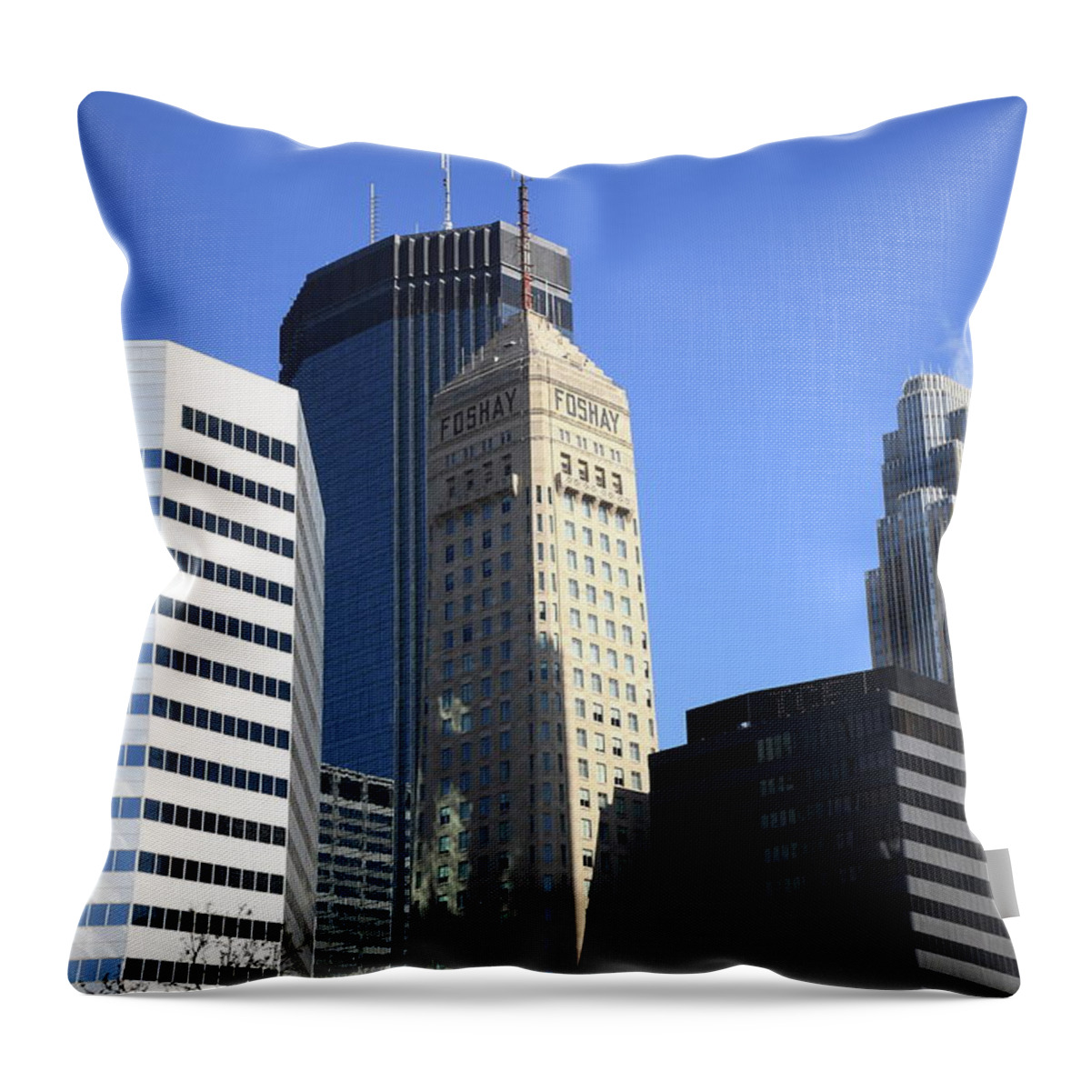 America Throw Pillow featuring the photograph Minneapolis Skyscrapers 12 by Frank Romeo
