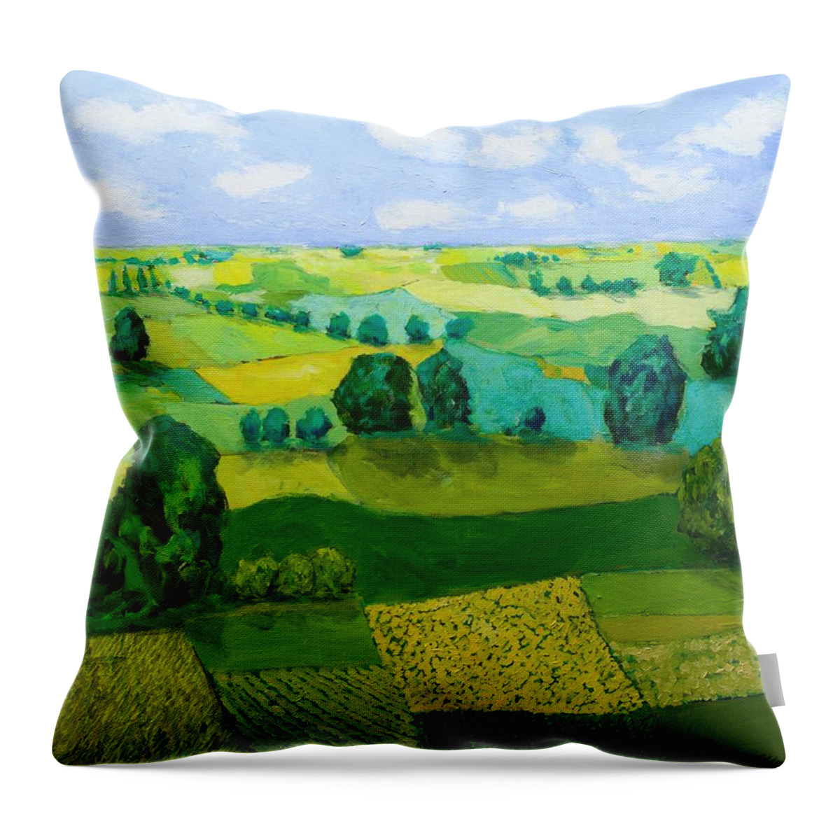 Landscape Throw Pillow featuring the painting Minnesota Fields by Allan P Friedlander