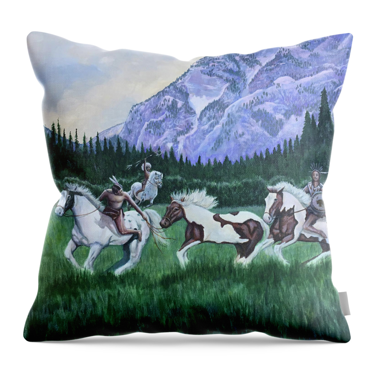 Landscape Throw Pillow featuring the painting Minninnewah Taken by Mr Dill