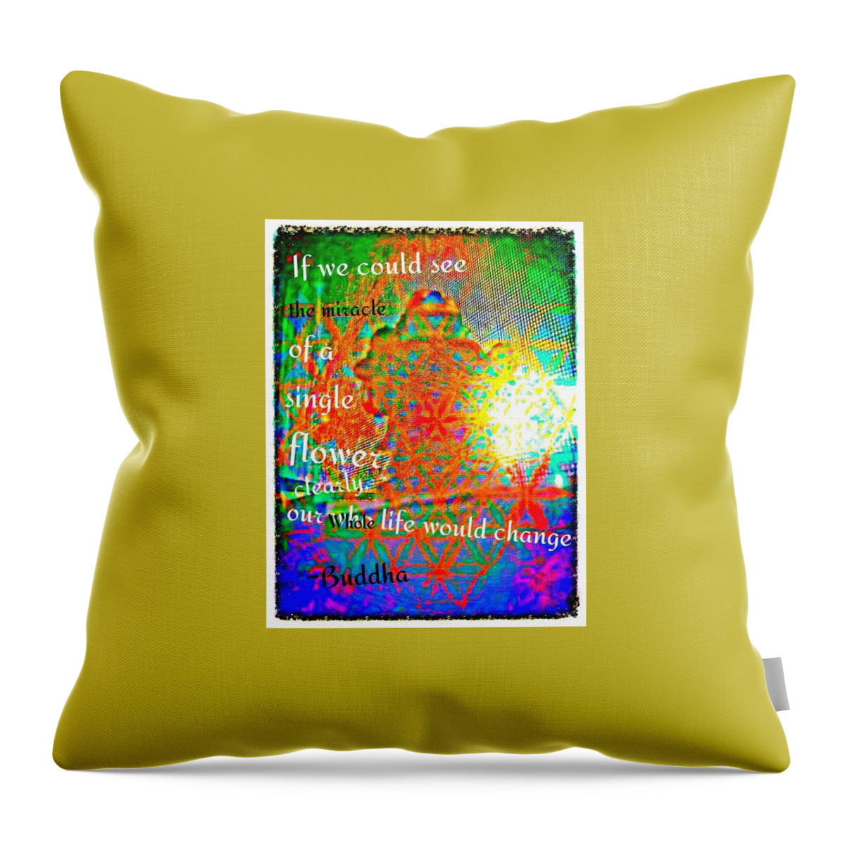 Buddha Throw Pillow featuring the digital art Miracles by Christine Paris