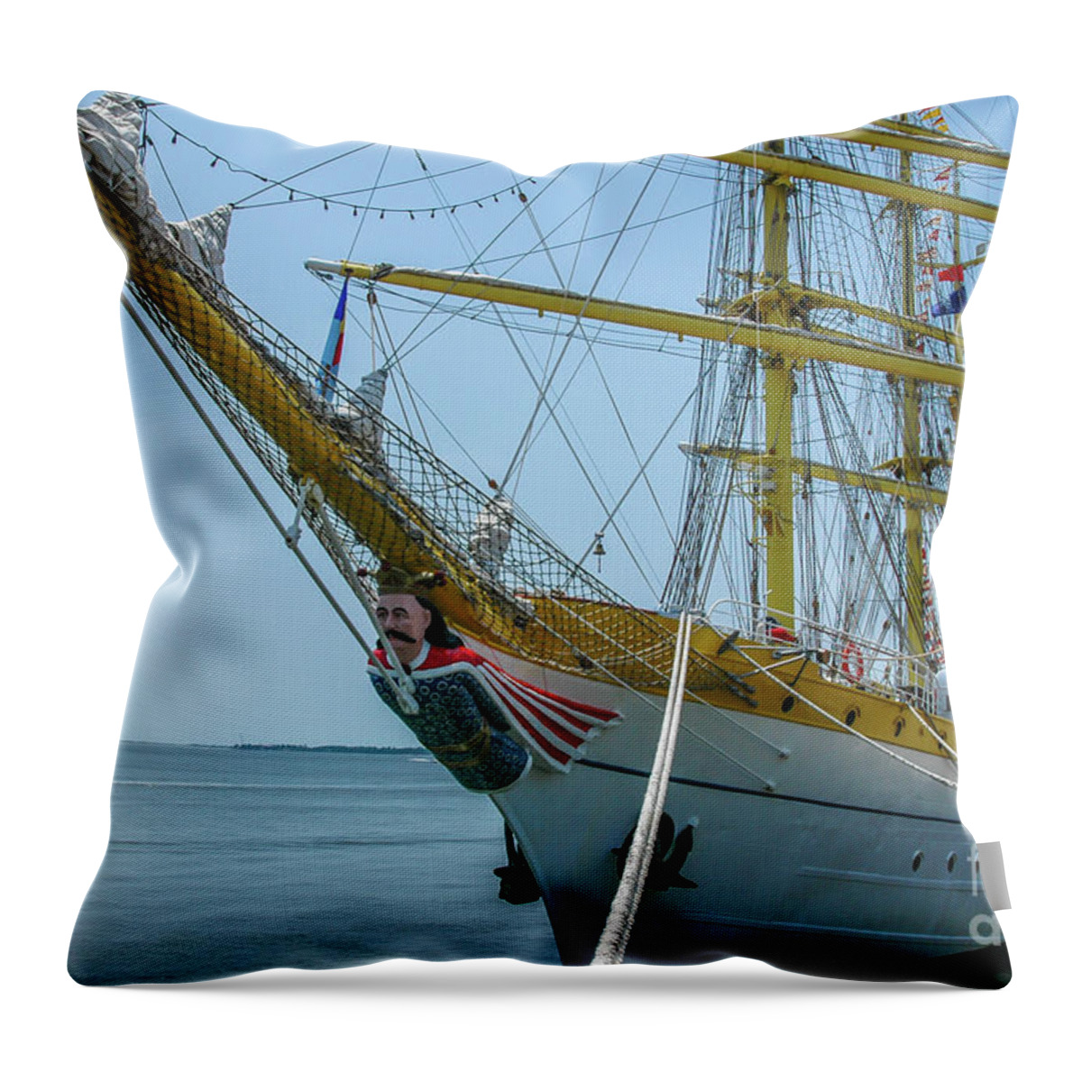 Mircea Throw Pillow featuring the photograph Mircea Tall Ship Docked in Charleston SC by Dale Powell