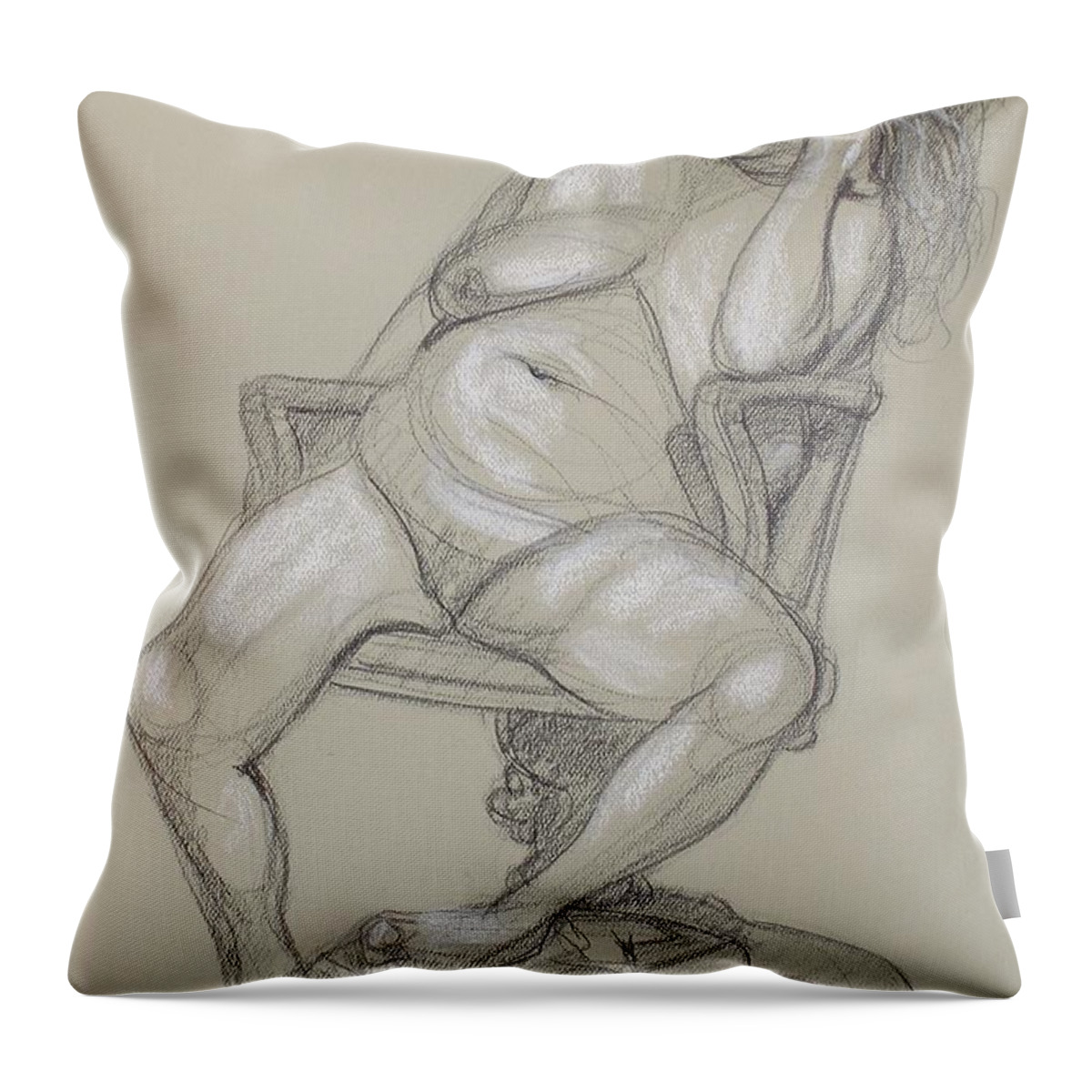 Realism Throw Pillow featuring the drawing Miriam 1 by Donelli DiMaria