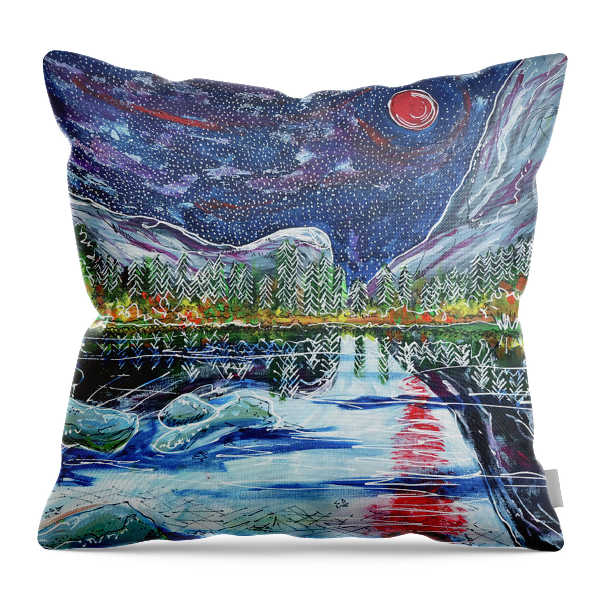 Mirror Lake Throw Pillow featuring the painting Mirror Lake by Laura Hol
