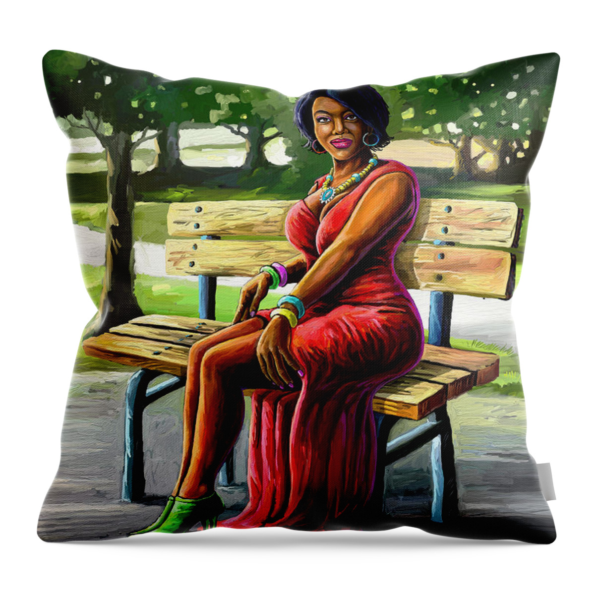 Fashion Throw Pillow featuring the painting Mismatched and Happy by Anthony Mwangi