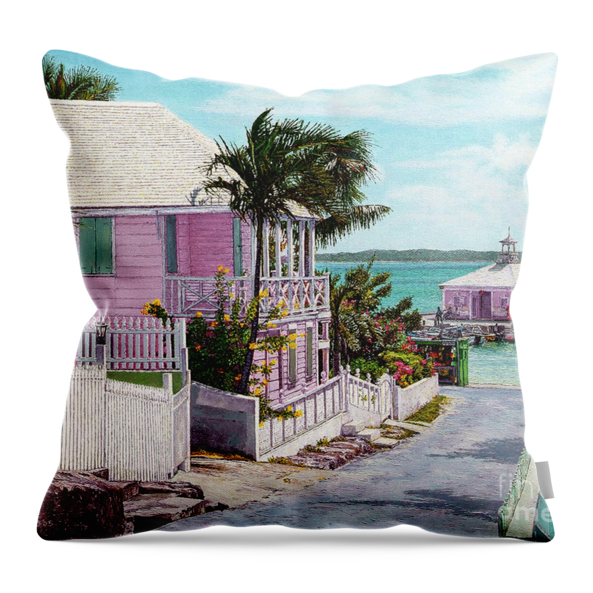 Eddie Throw Pillow featuring the painting Miss Lena's by Eddie Minnis