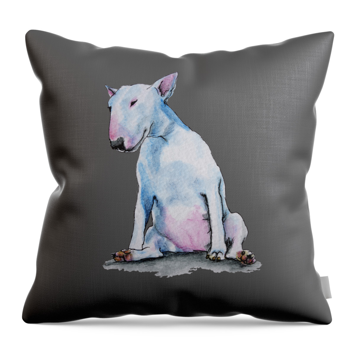 Bull Terrier Throw Pillow featuring the painting Miss Ya by Jindra Noewi