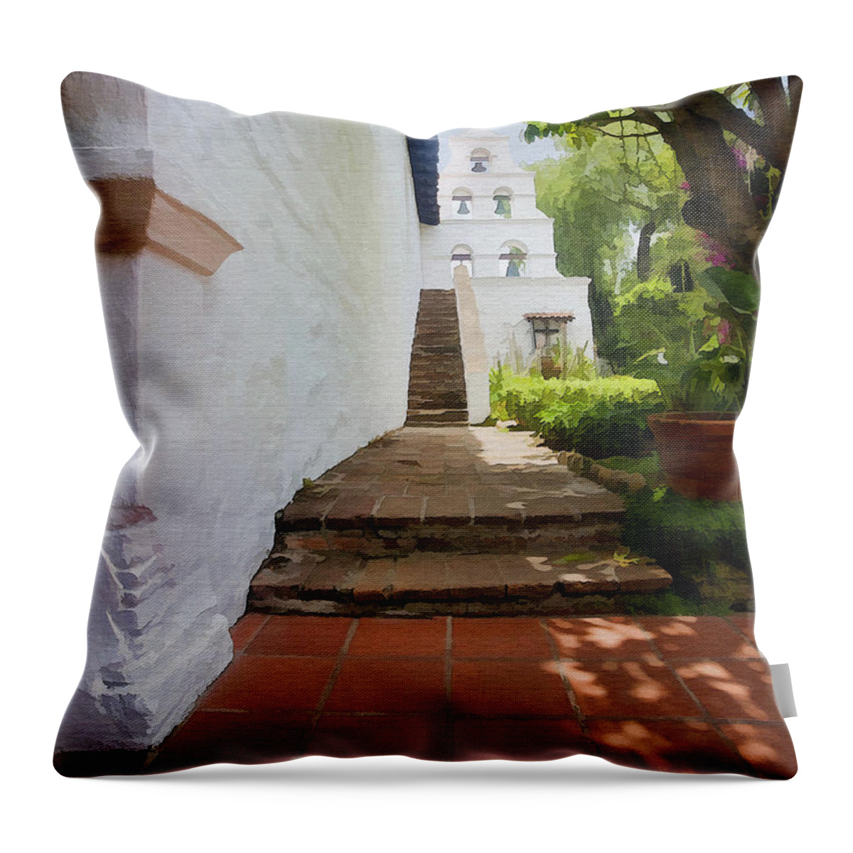 Architecture Throw Pillow featuring the photograph Mission Bells by Sharon Foster