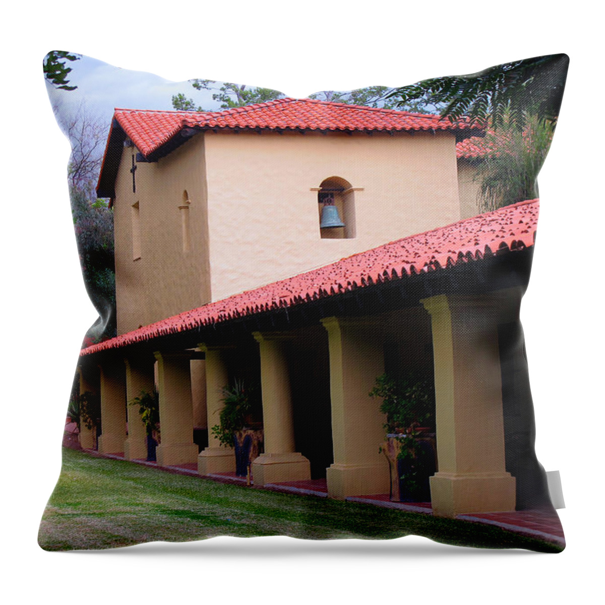 Mission Throw Pillow featuring the photograph Mission San Fernando - Los Angeles California by Ram Vasudev