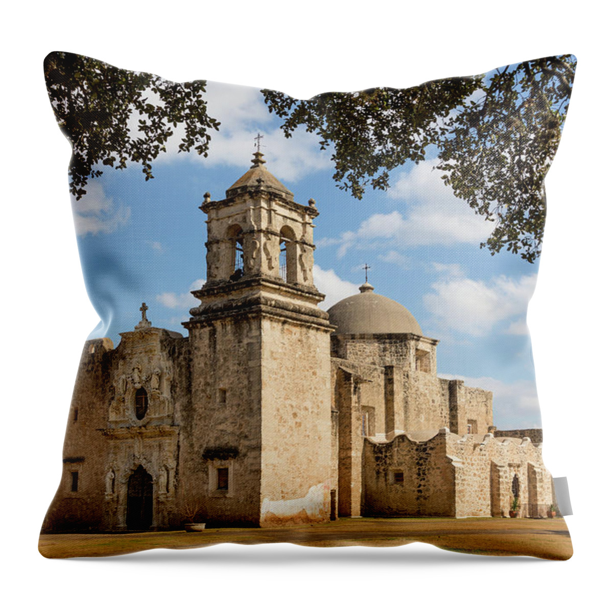 San Antonio Throw Pillow featuring the photograph Mission San Jose by Mary Jo Allen