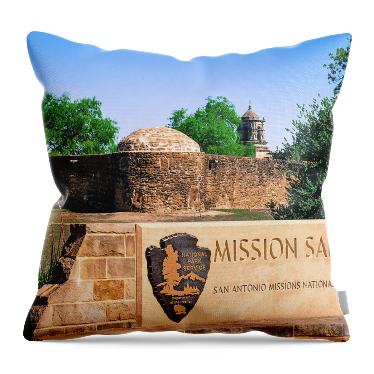 America Throw Pillow featuring the photograph Mission San Jose - San Antonio Texas by Gregory Ballos