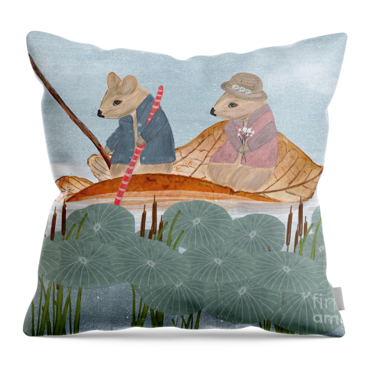 Mississippi Throw Pillow featuring the painting Mississippi Mice by Bri Buckley