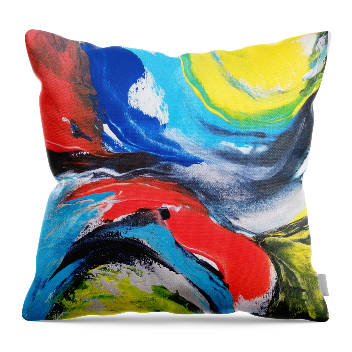Abstract Throw Pillow featuring the painting Mistakes by Florentina Maria Popescu
