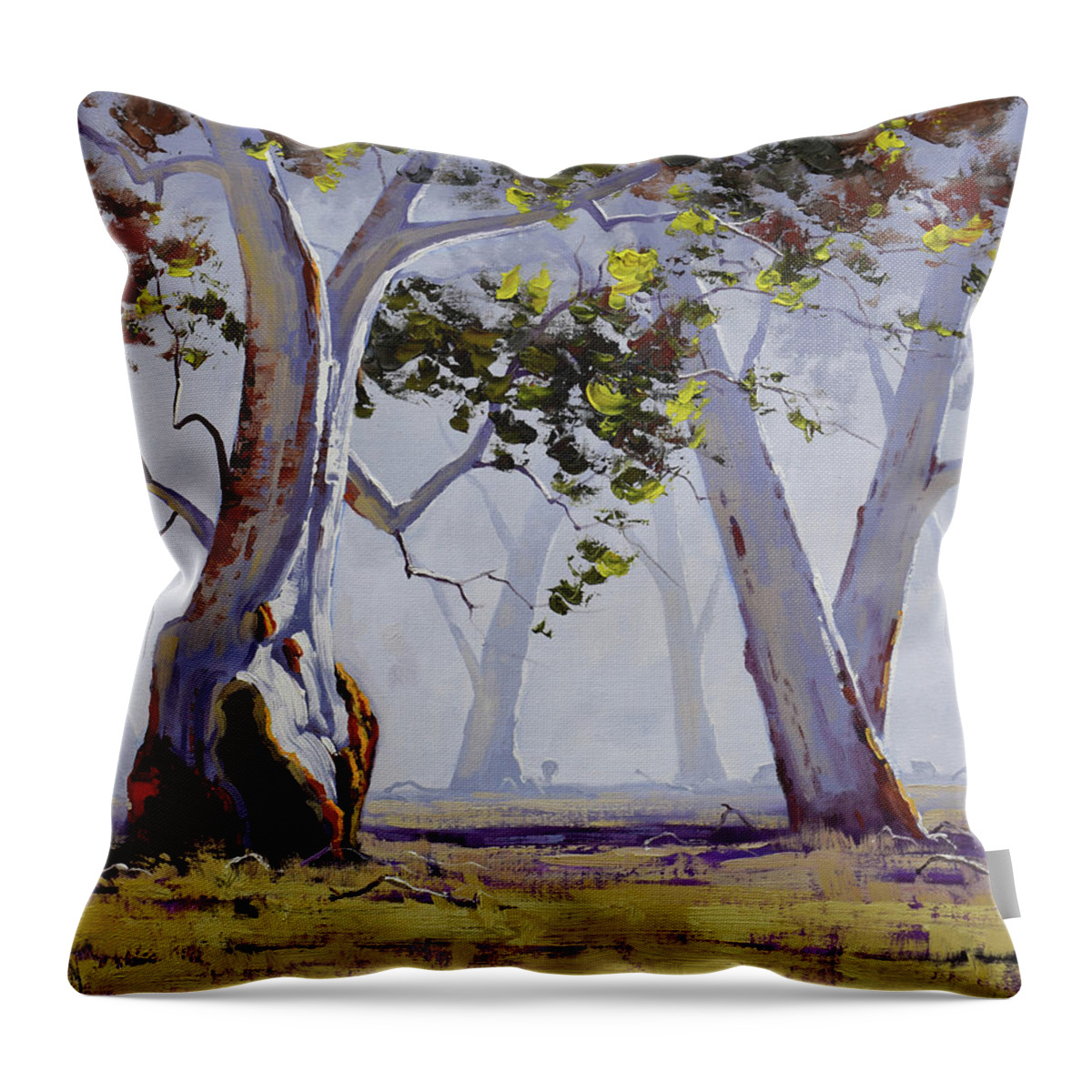 Misty Throw Pillow featuring the painting Misty Gums by Graham Gercken