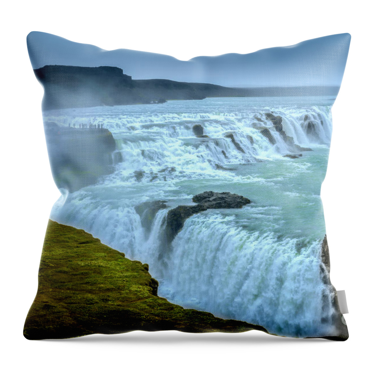 Iceland Throw Pillow featuring the photograph Misty Icelandic waterfalls by Izet Kapetanovic