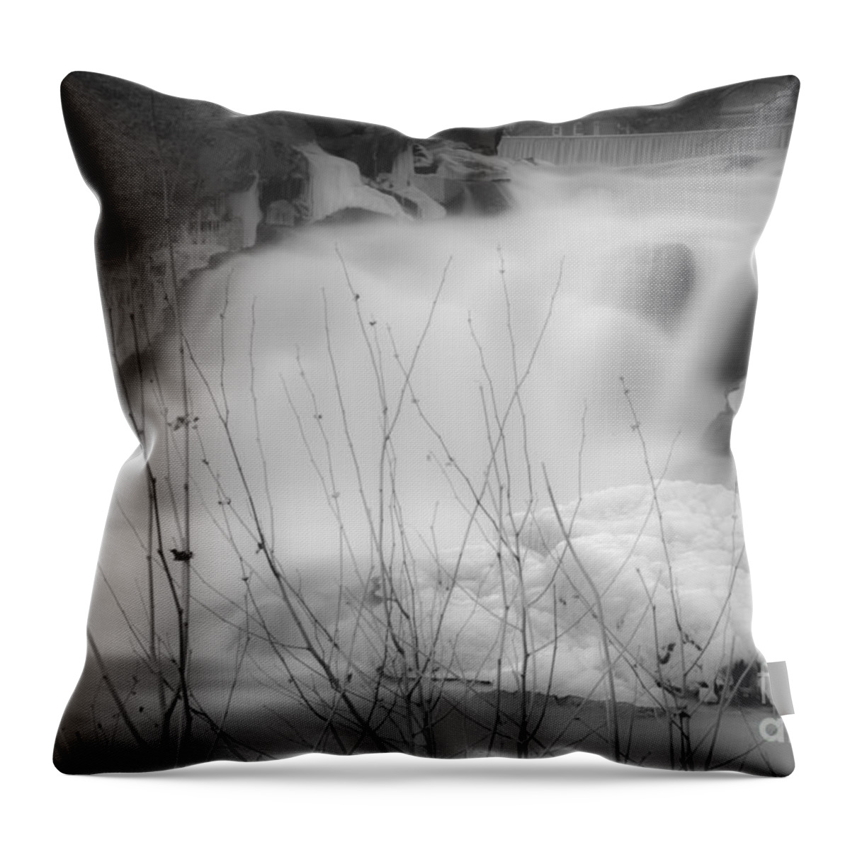 Misty Throw Pillow featuring the photograph Misty Icy Waterfall by Jim DeLillo