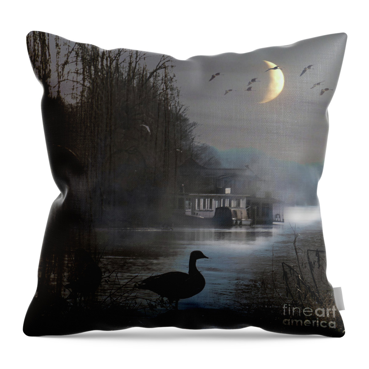 Mist Throw Pillow featuring the photograph Misty Moonlight by LemonArt Photography