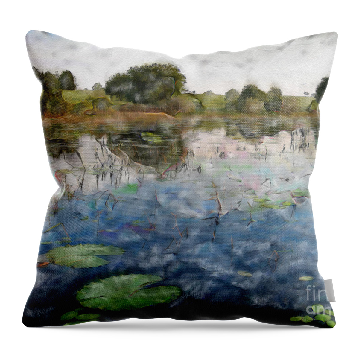 Pond Throw Pillow featuring the photograph Misty Pond a la Monet by Dee Flouton
