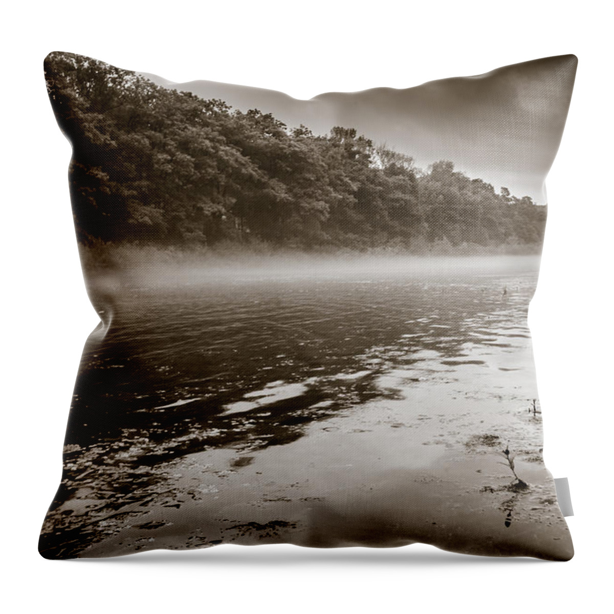 River Throw Pillow featuring the photograph Misty River by Robert McKay Jones