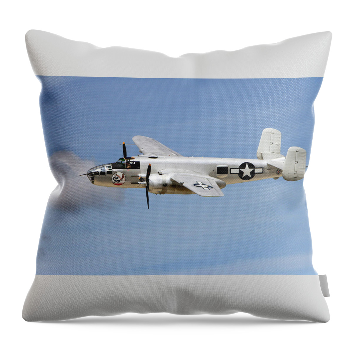 B-25 Mitchell Bomber Throw Pillow featuring the photograph Mitchell in the Sky by Shoal Hollingsworth