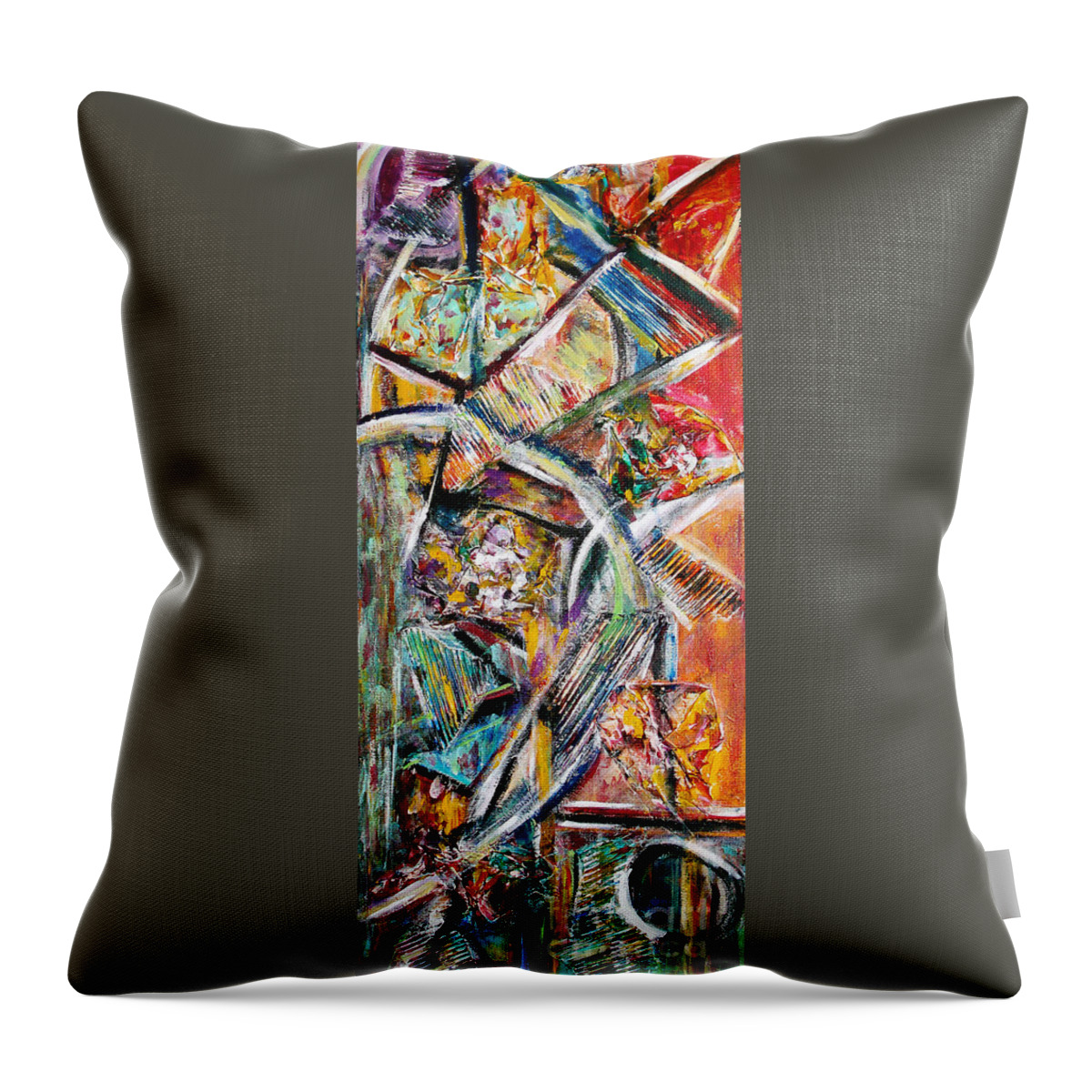 Color Abstract Throw Pillow featuring the painting Mix and Match by Yael VanGruber