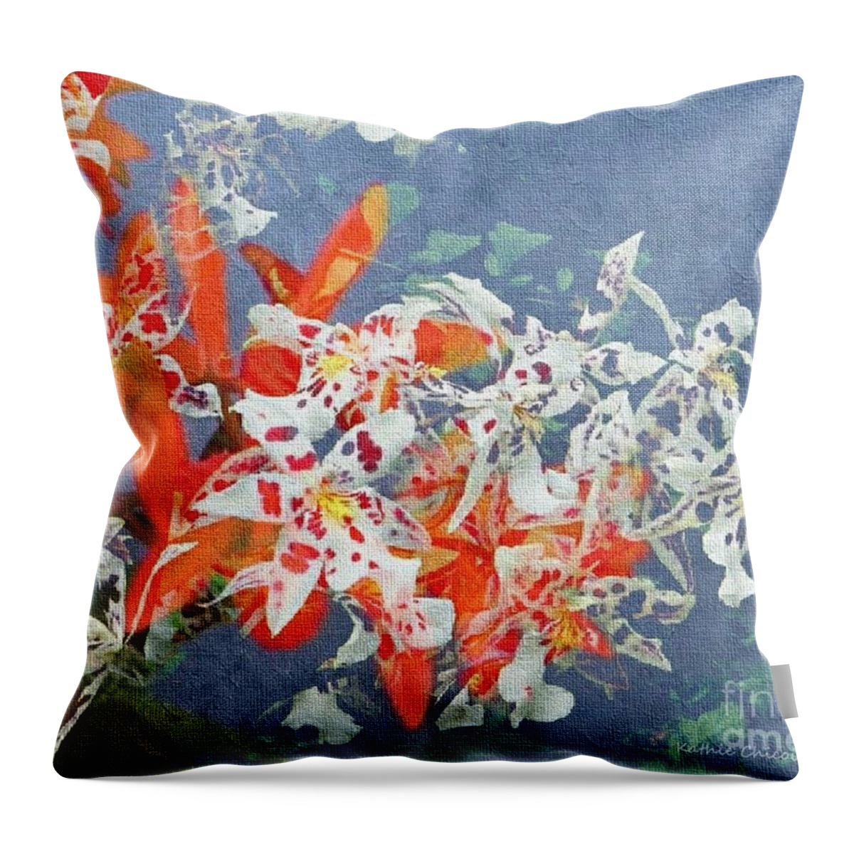 Photographic Art Throw Pillow featuring the digital art Mix of Orchids by Kathie Chicoine