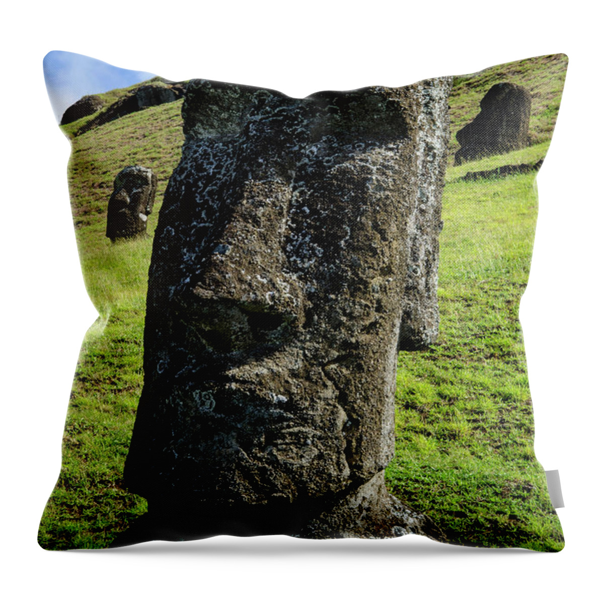Easter Island Throw Pillow featuring the photograph Moai Rapa Nui 6 by Bob Christopher