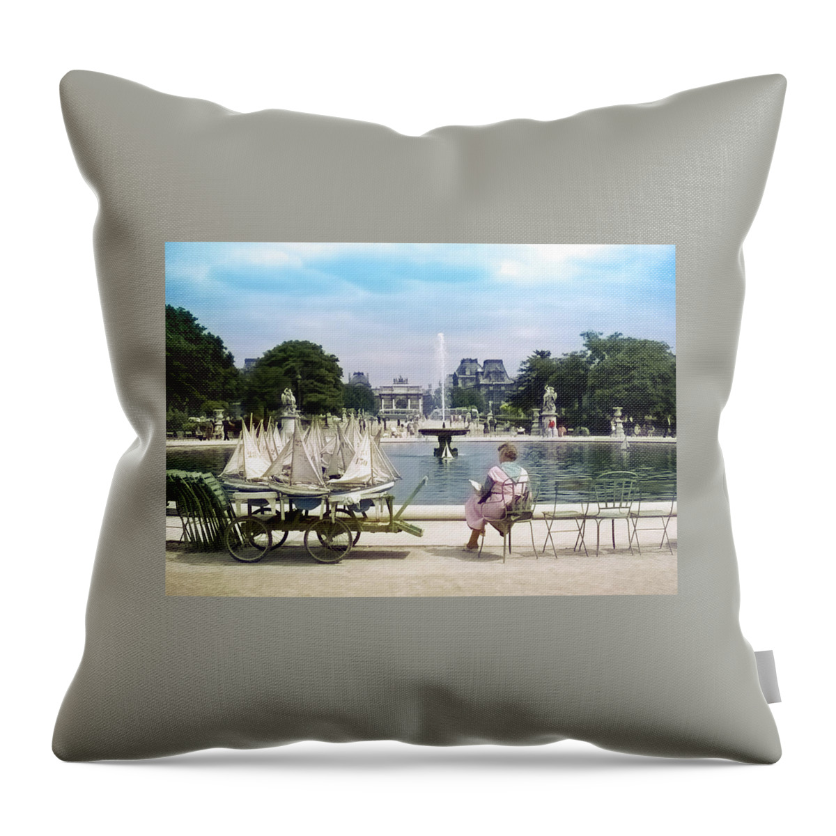 Paris Throw Pillow featuring the photograph Model Sailboat Basin, Paris by Richard Goldman