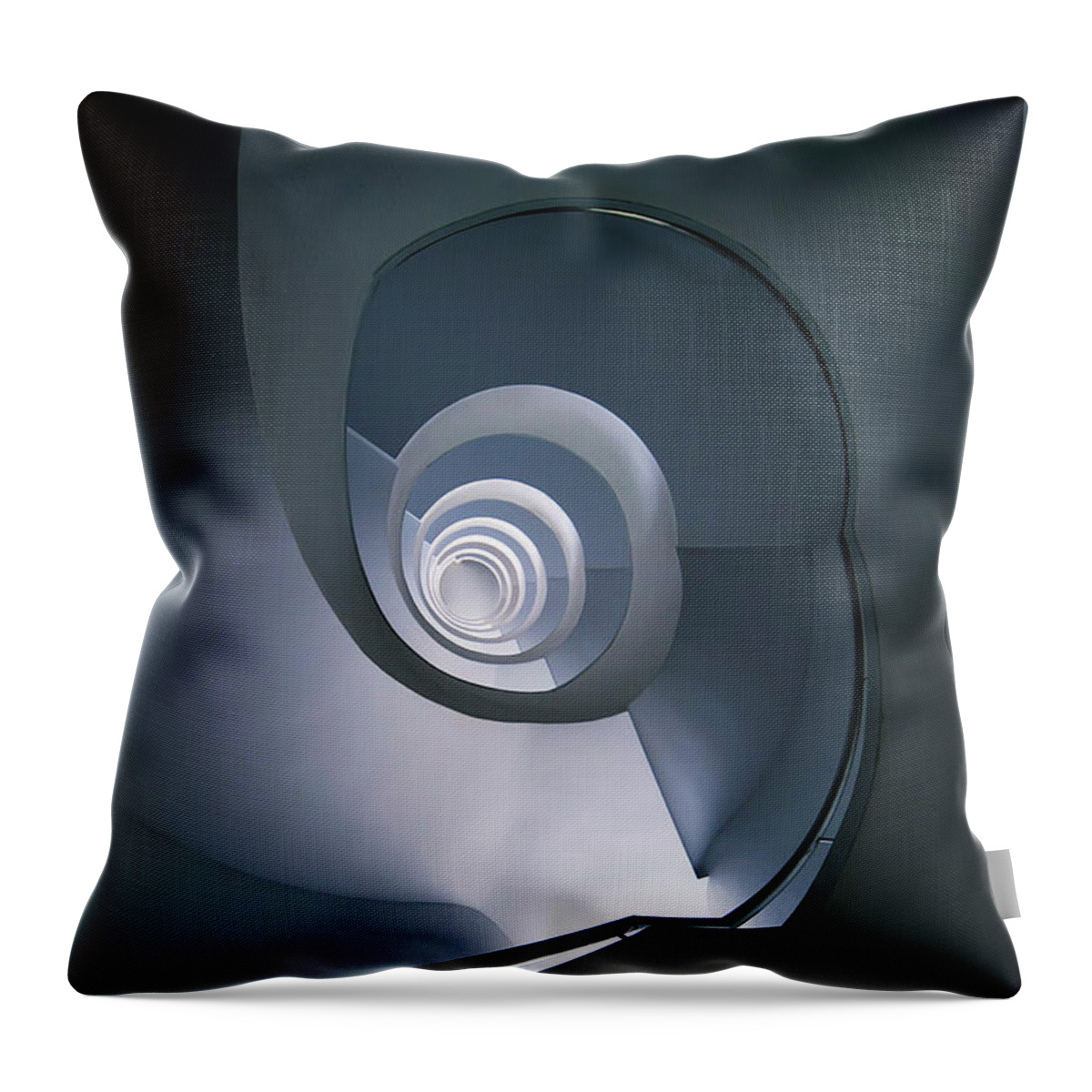 Spiral Staircase Throw Pillow featuring the photograph Modern blue spiral staircase by Jaroslaw Blaminsky