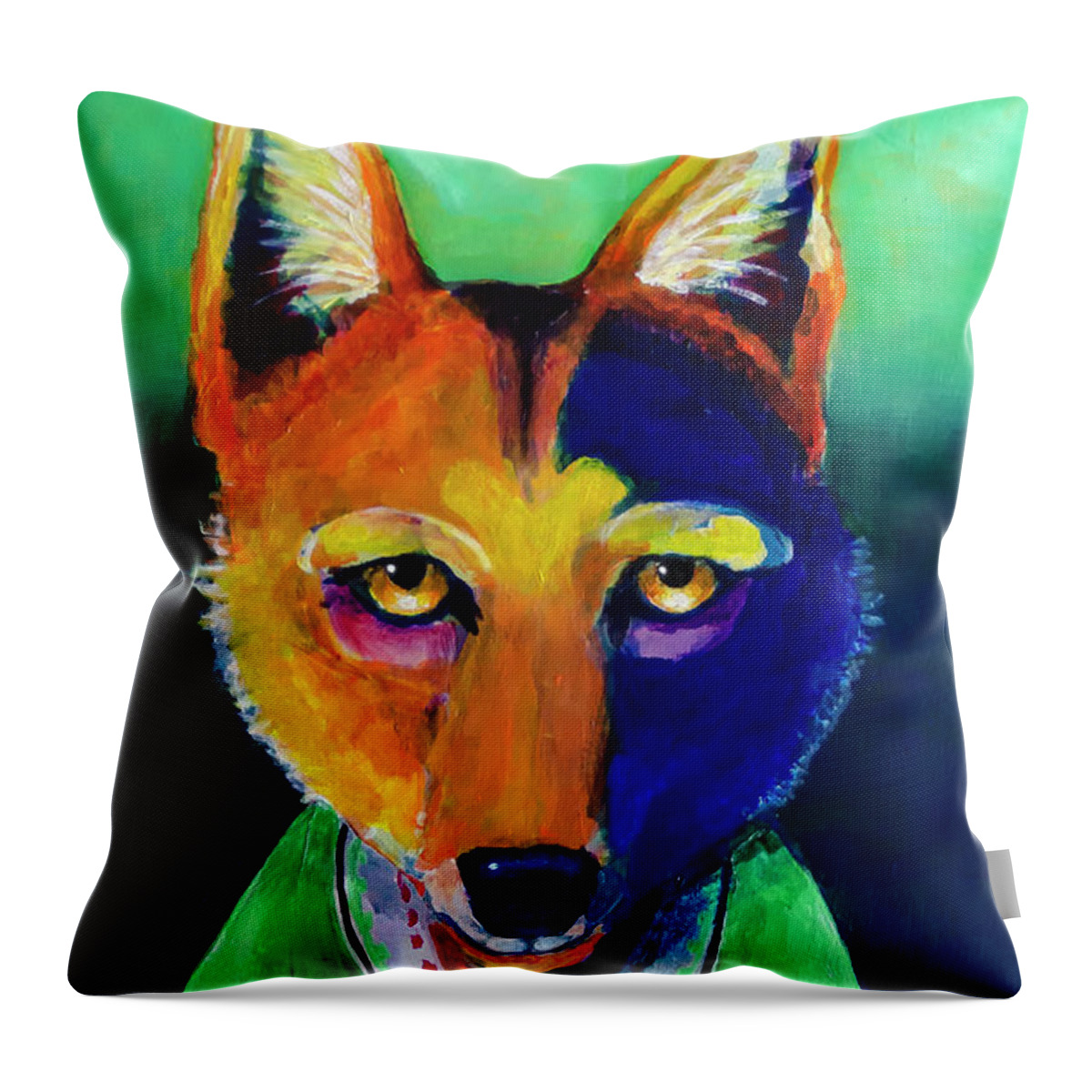 Coyote Throw Pillow featuring the painting Modern Coyote by Rick Mosher