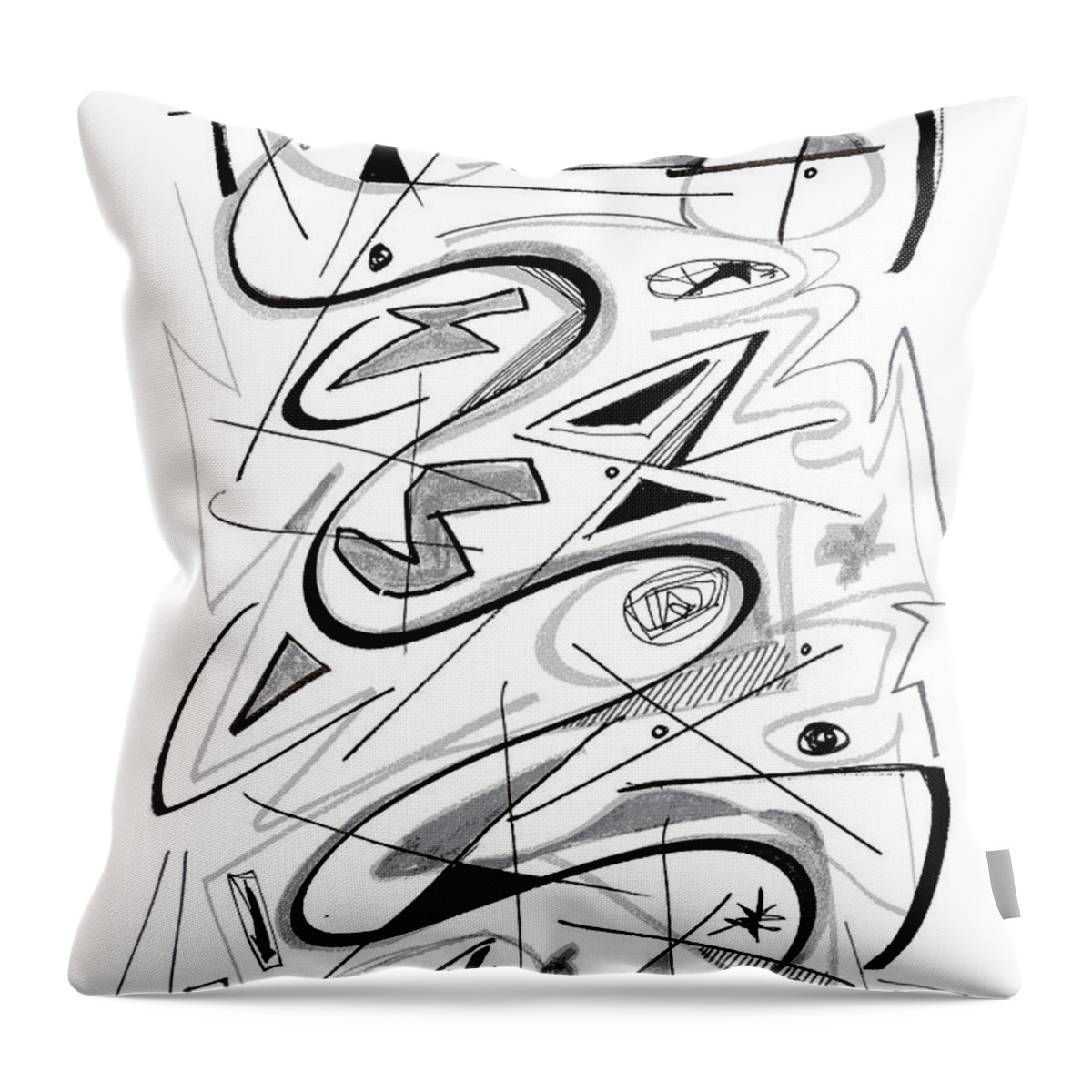 Modern Art Drawing Throw Pillow featuring the drawing Modern Drawing Fifty by Lynne Taetzsch