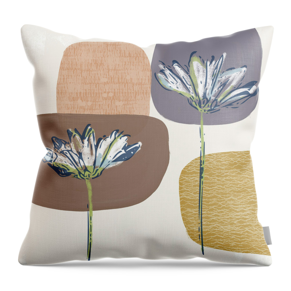 Modern Throw Pillow featuring the mixed media Modern Fall Floral 1- Art by Linda Woods by Linda Woods
