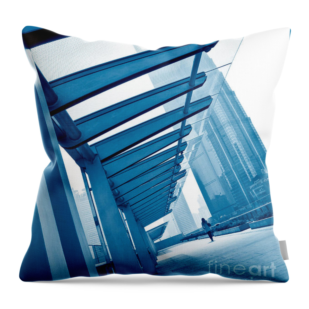 Shanghai Throw Pillow featuring the photograph Graphic modern architecture in Shanghai by Delphimages Photo Creations