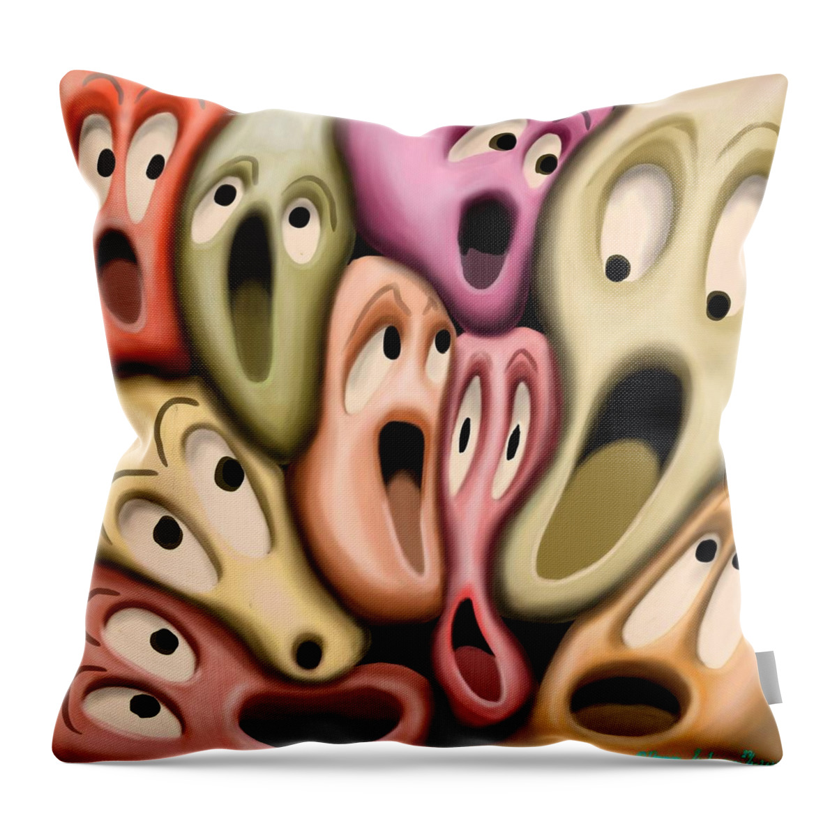 Psychedelic Throw Pillow featuring the painting Modern public transport by ThomasE Jensen