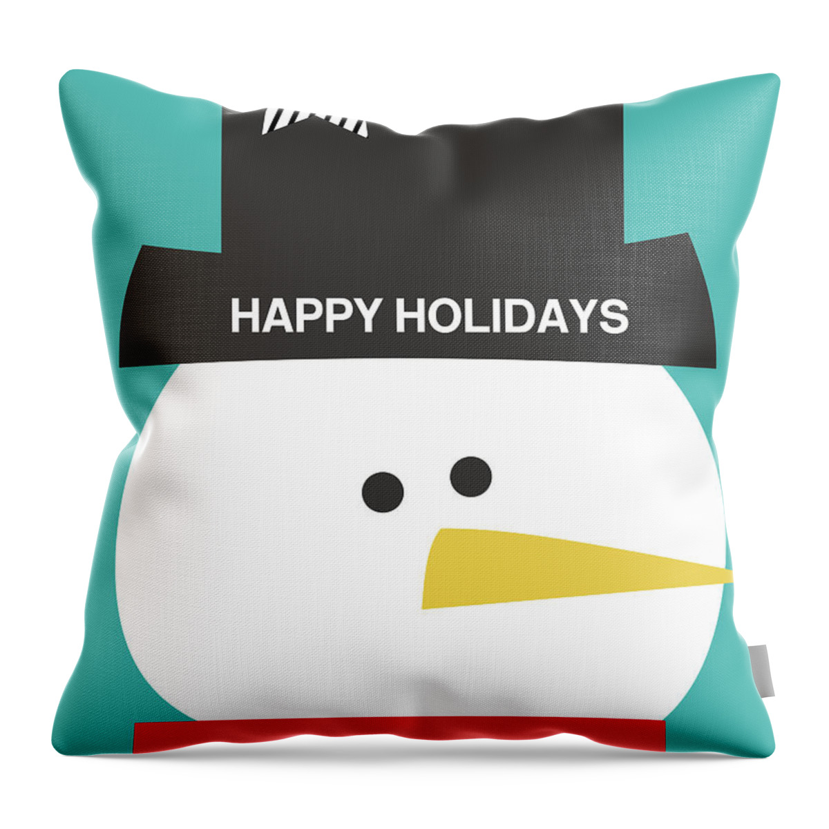 Snowman Throw Pillow featuring the digital art Modern Snowman Happy Holidays- Art by Linda Woods by Linda Woods