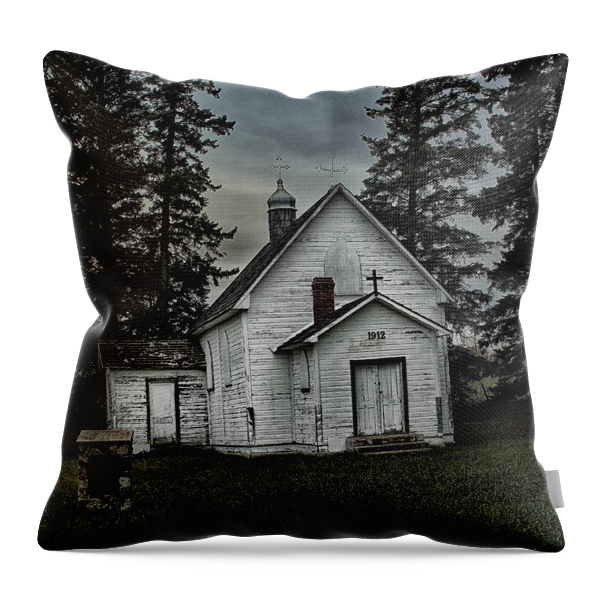 Haunted Throw Pillow featuring the photograph Mohilla Church by Ryan Crouse