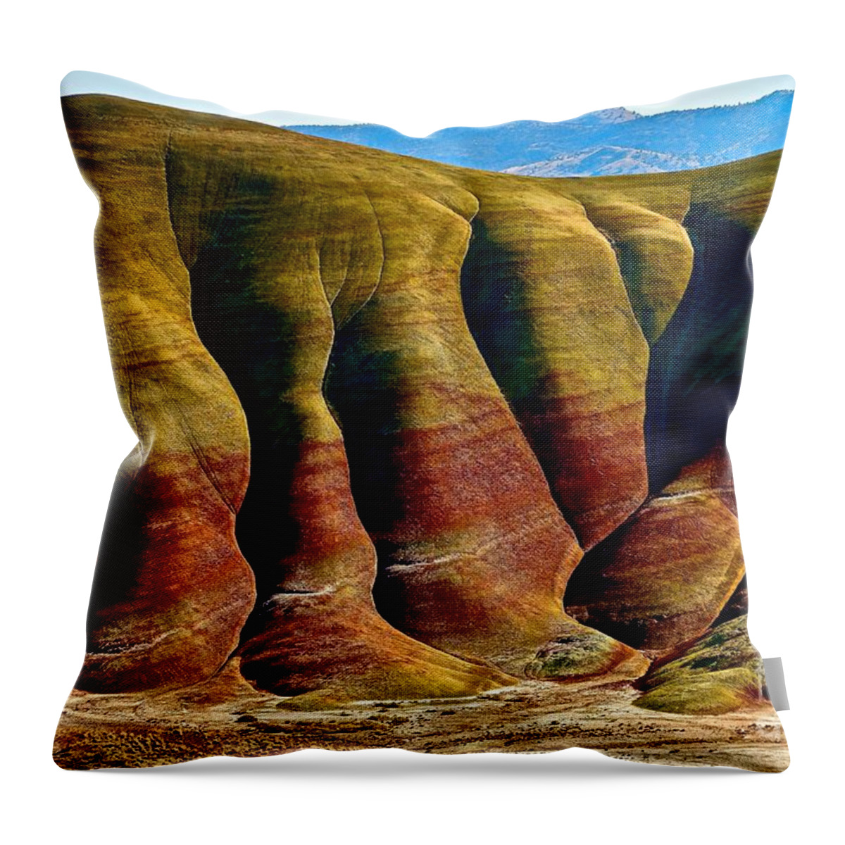 Painted Hills Throw Pillow featuring the photograph Molten Hills by Michael Cinnamond