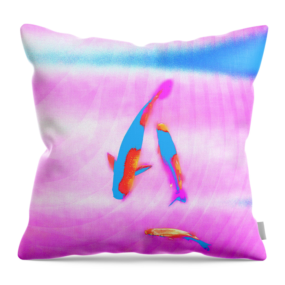 Fishes Throw Pillow featuring the digital art Mom, Dad and I. by Nat Air Craft
