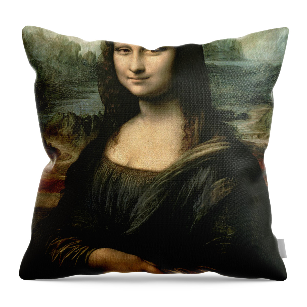 #faatoppicks Throw Pillow featuring the painting Mona Lisa by Leonardo da Vinci