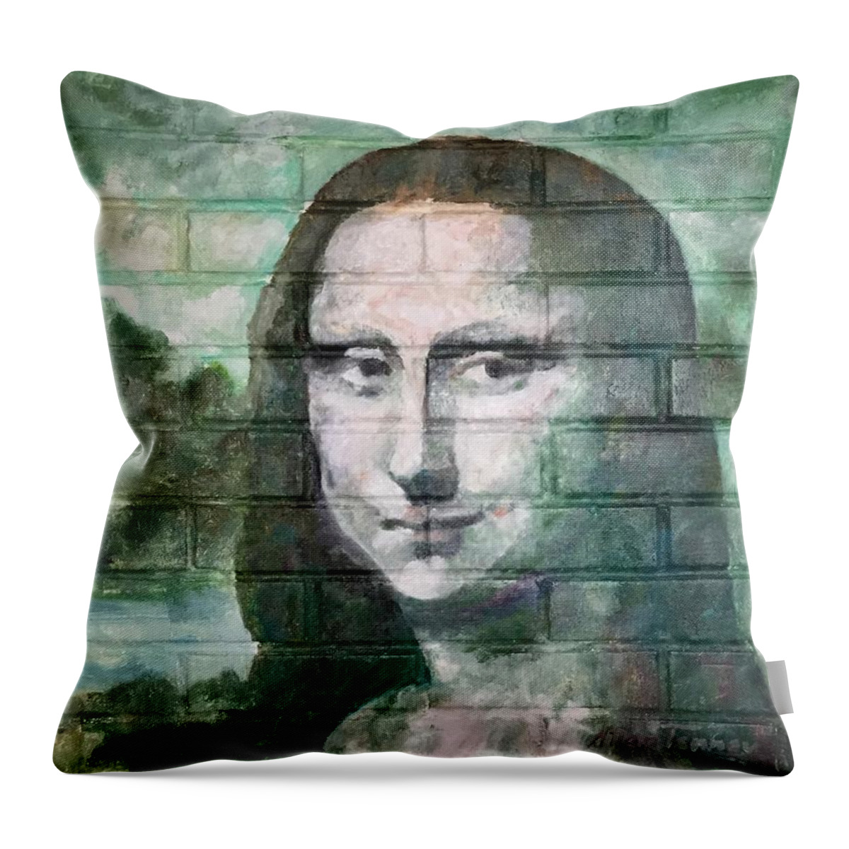 Mona Lisa Throw Pillow featuring the painting Mona Lisa by Stan Tenney