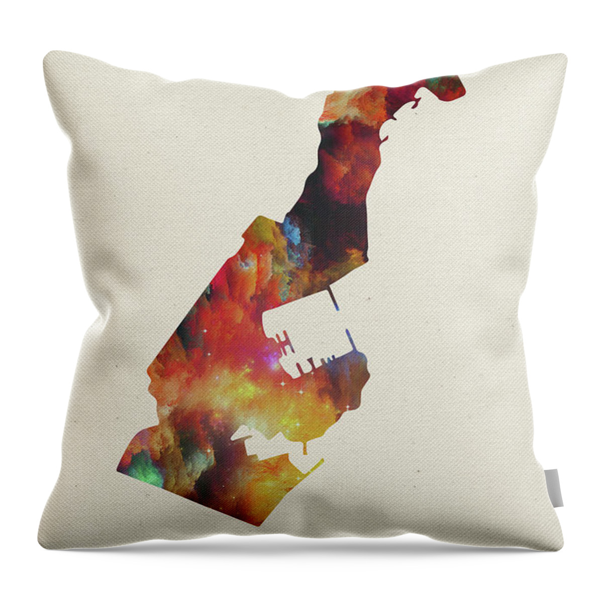 Monaco Throw Pillow featuring the mixed media Monaco Watercolor Map by Design Turnpike