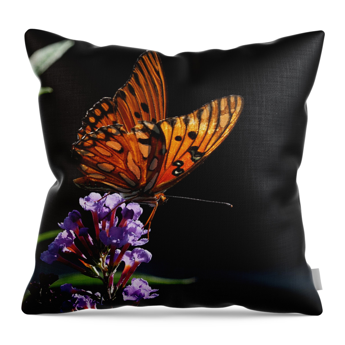  Throw Pillow featuring the photograph Monarch on Purple Flowers by Paula Ponath