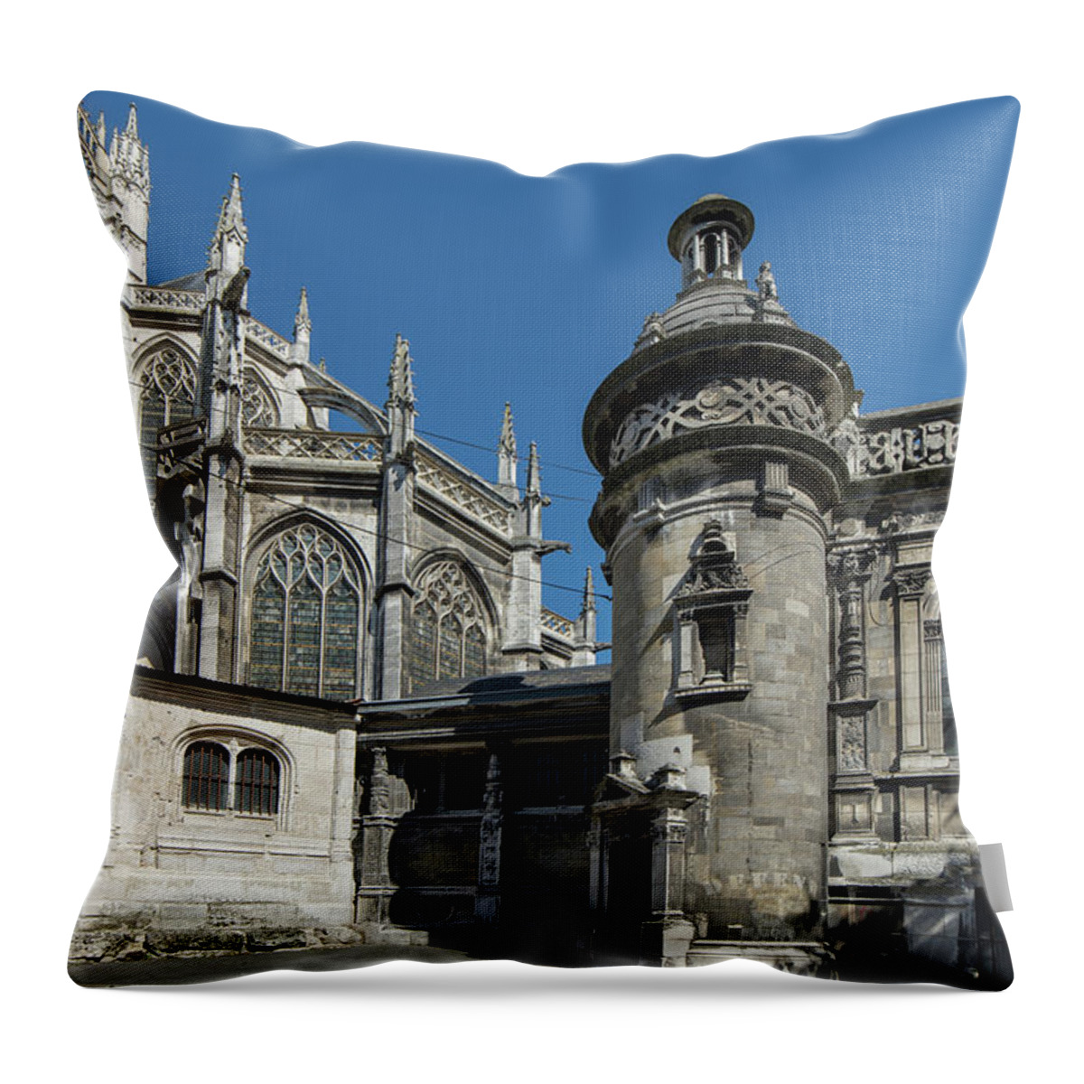 Europe Throw Pillow featuring the digital art Monastery of Saint Ouen in Rouen France by Carol Ailles