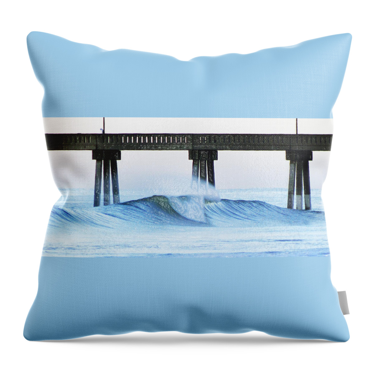 Wrightsville Beach Throw Pillow featuring the photograph Monday at Mercer's by William Love